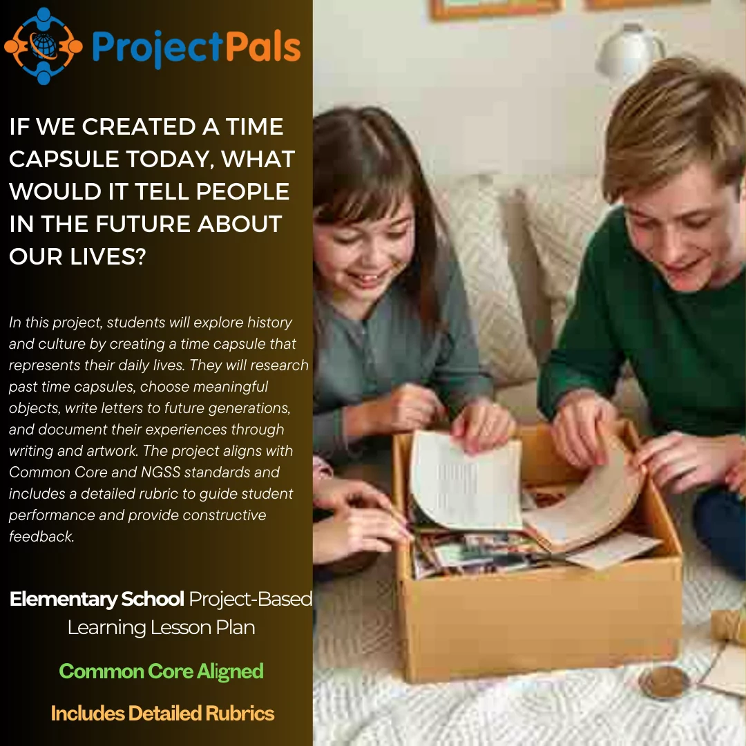 Students creating a time capsule